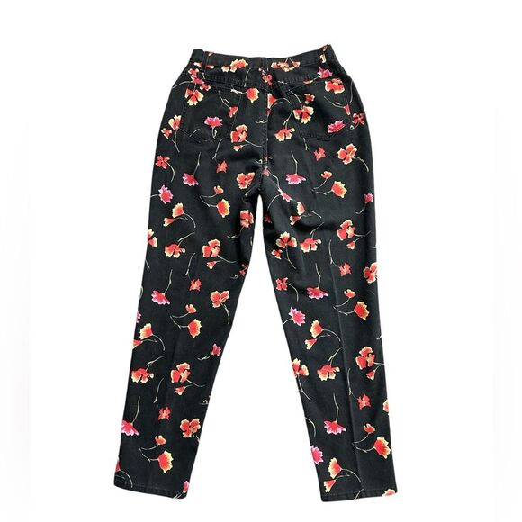 Vintage 90’s Floral Printed Black High Waist Jeans size 14 by Tattoo - Picture 1 of 9
